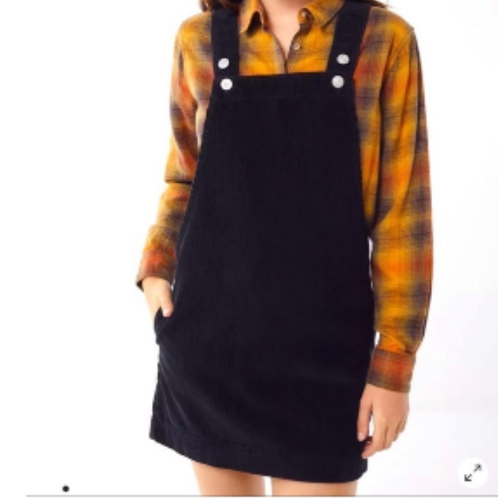 Urban Outfitters Black Corduroy Overall Dress